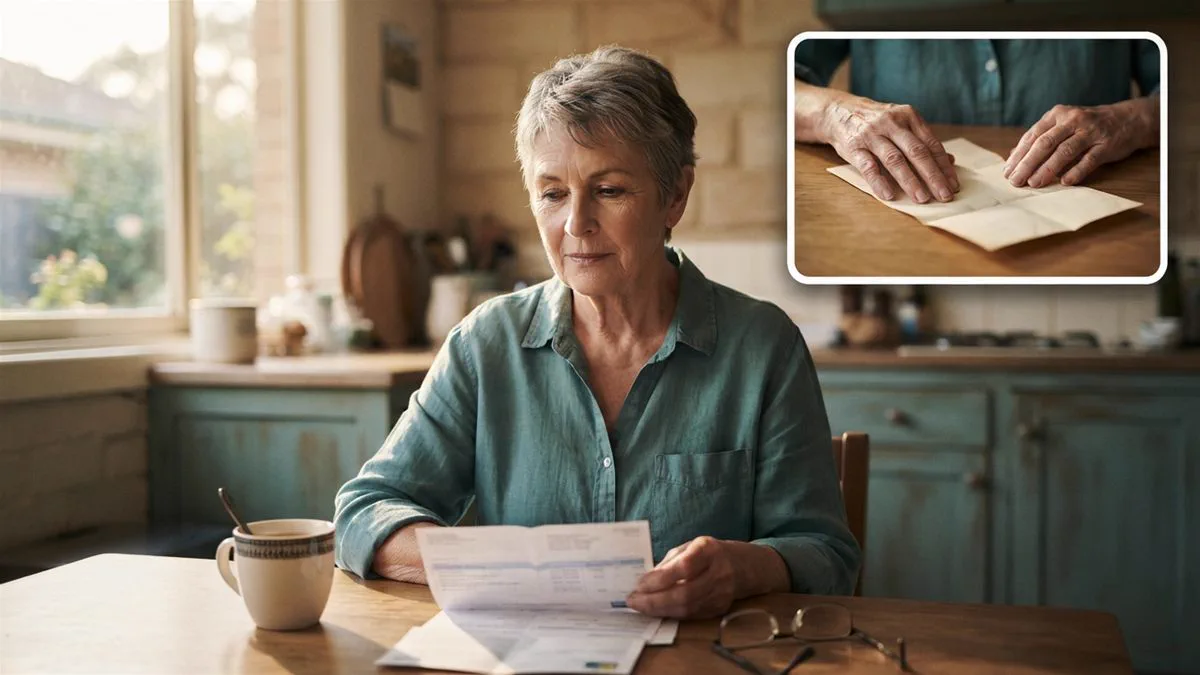 An Australian bank statement showing a fortnightly payment, on a kitchen table